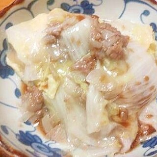 白菜と　豚ひき肉の　レンジ蒸し